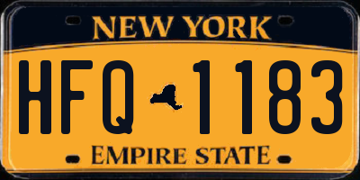 NY license plate HFQ1183