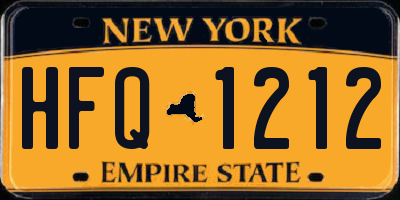NY license plate HFQ1212