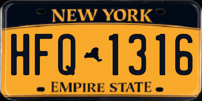 NY license plate HFQ1316