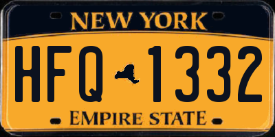 NY license plate HFQ1332