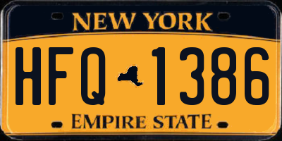NY license plate HFQ1386