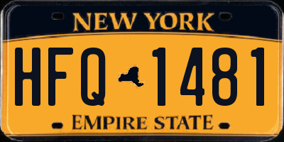 NY license plate HFQ1481