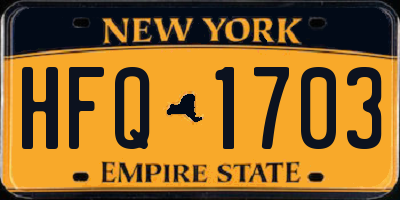 NY license plate HFQ1703