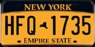 NY license plate HFQ1735