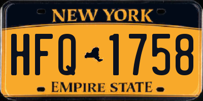 NY license plate HFQ1758