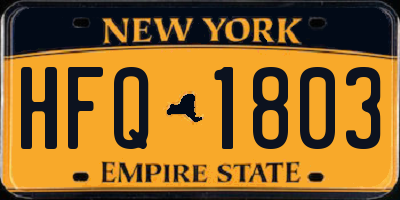 NY license plate HFQ1803