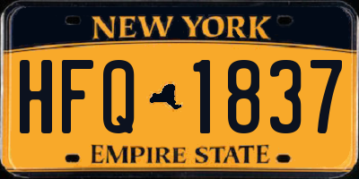 NY license plate HFQ1837