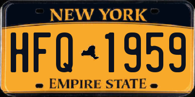 NY license plate HFQ1959