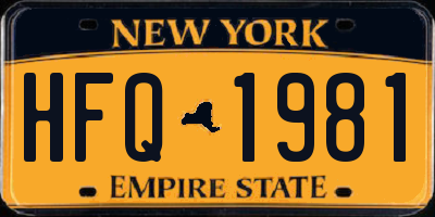 NY license plate HFQ1981