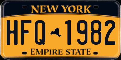 NY license plate HFQ1982