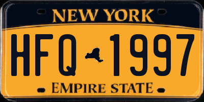 NY license plate HFQ1997