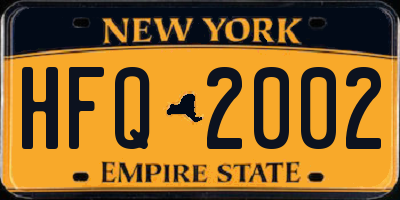 NY license plate HFQ2002
