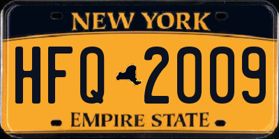 NY license plate HFQ2009