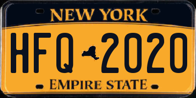 NY license plate HFQ2020