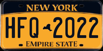 NY license plate HFQ2022