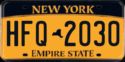 NY license plate HFQ2030