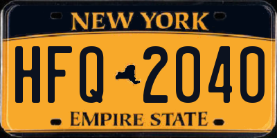 NY license plate HFQ2040