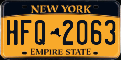 NY license plate HFQ2063