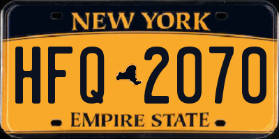 NY license plate HFQ2070