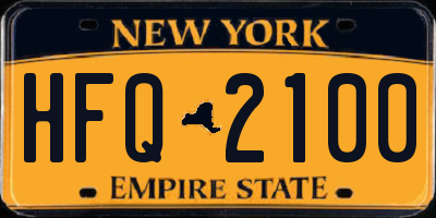NY license plate HFQ2100