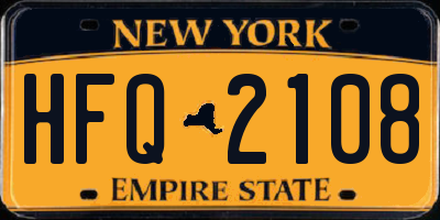 NY license plate HFQ2108