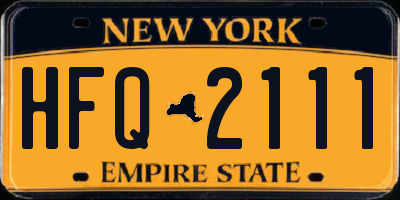 NY license plate HFQ2111