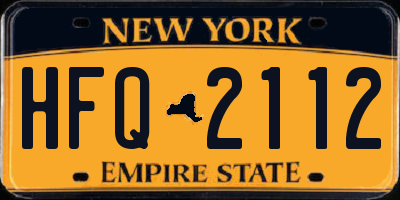 NY license plate HFQ2112