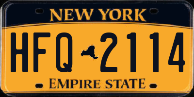 NY license plate HFQ2114
