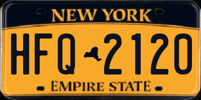 NY license plate HFQ2120