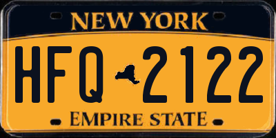 NY license plate HFQ2122