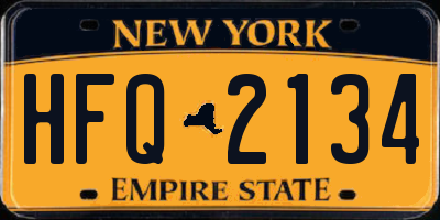 NY license plate HFQ2134