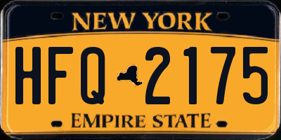 NY license plate HFQ2175