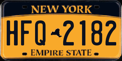 NY license plate HFQ2182