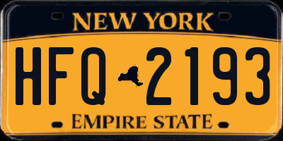 NY license plate HFQ2193