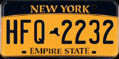 NY license plate HFQ2232