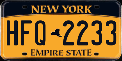 NY license plate HFQ2233