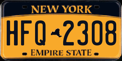 NY license plate HFQ2308