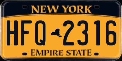 NY license plate HFQ2316