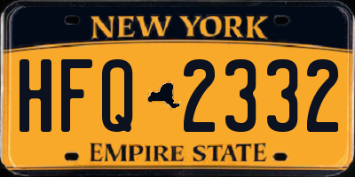 NY license plate HFQ2332