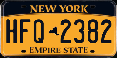 NY license plate HFQ2382