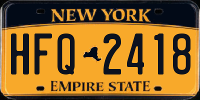NY license plate HFQ2418