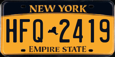 NY license plate HFQ2419