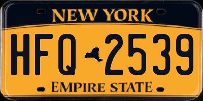 NY license plate HFQ2539