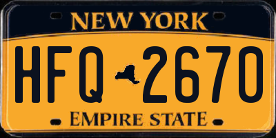 NY license plate HFQ2670