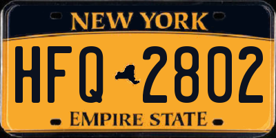 NY license plate HFQ2802
