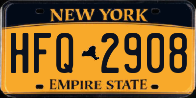 NY license plate HFQ2908