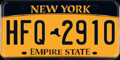 NY license plate HFQ2910
