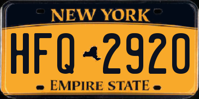 NY license plate HFQ2920