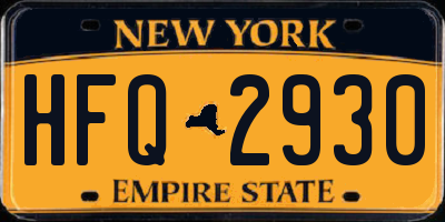 NY license plate HFQ2930