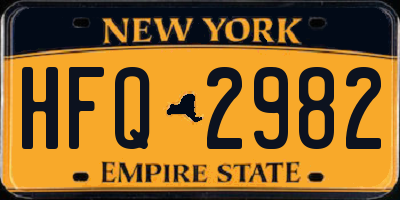 NY license plate HFQ2982